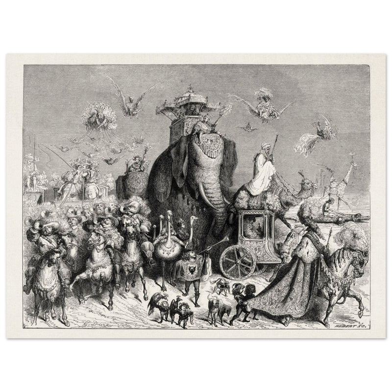 Royal Cavalcade Ane Skin Fairytale ( Peau d' Ane ) illustration by Gustave Dore. Part of Fairy Tales of Charles Perrault.