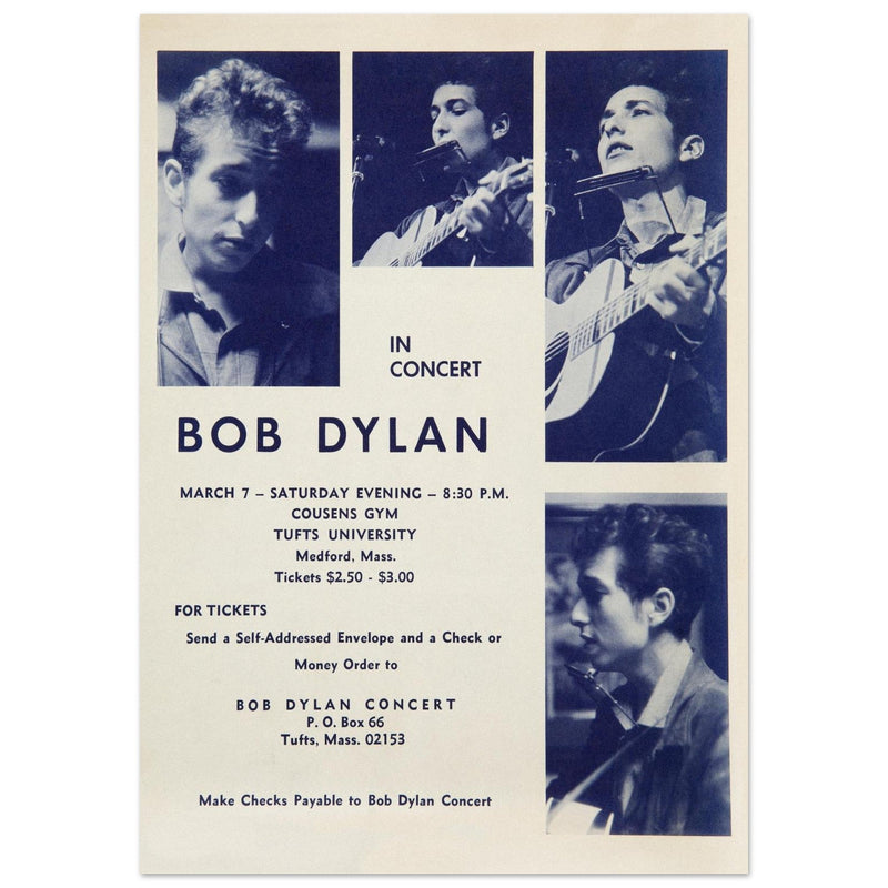 Bob Dylan in concert at the Tufts University in Medford Massachusetts  in 1964.