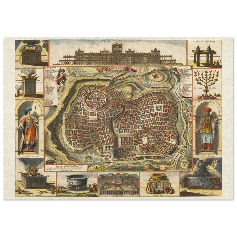 Jerusalem ancient map XVII Century by Daniel Stoopendael.