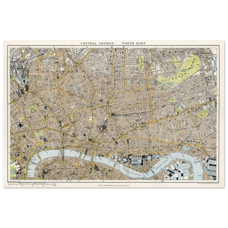 London city vintage map 1904.