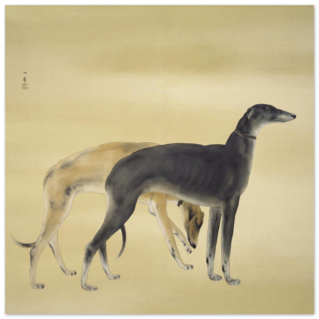 Greyhounds dogs by Hashimoto Kansetsu 1941 painting.