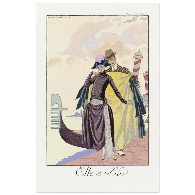 George Barbier Elle et Lui vintage illustration. Falbalas et Fanfreluches: almanach des modes. ,