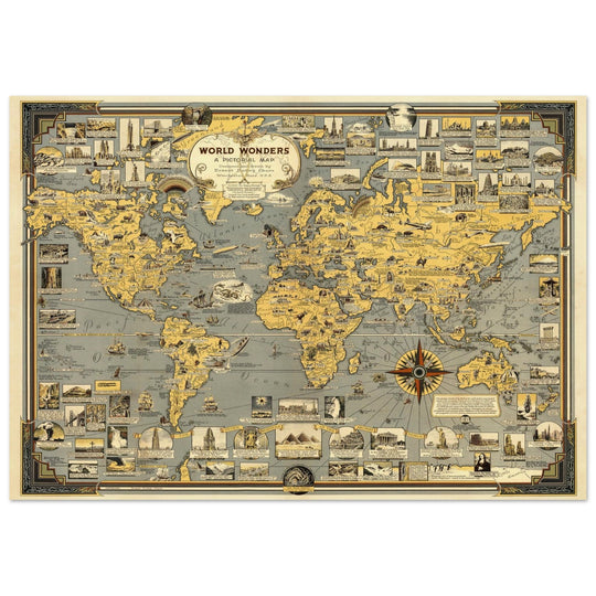 World Wonders, A Pictorial Map by Ernest Dudley Chase.