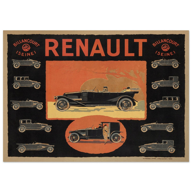 Renault Billancourt vintage poster 1920 Seine models .