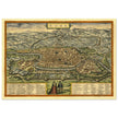 Rome Italy antique vintage city map. 1572 ancient map of the italian capital by Georg Braun and  Frans Hogenberg.
