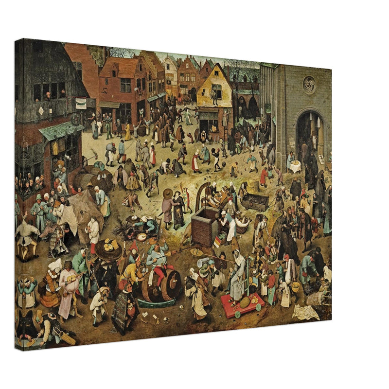 The Fight Between Carnival and Lent old painting by  Pieter Brueghel the Elder.