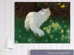 White Cat and Butterflies old painting by Arthur Heyer .