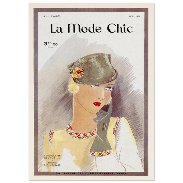 La Mode Chic old vintage fashion magazine cover from the 30s.  .