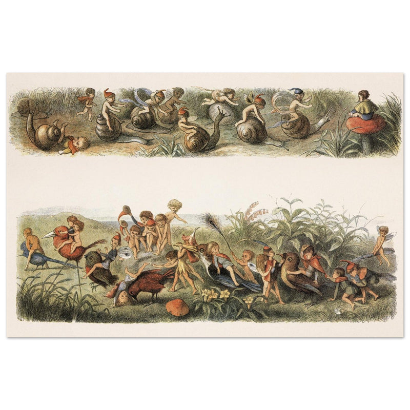 Richard Doyle illustrations for Fairyland. The Snail Race and  some creatures part of The Triumphal march of the Elf king