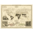 Carnivore animals distribution vintage map . World map print by Alexander Keith Johnston
