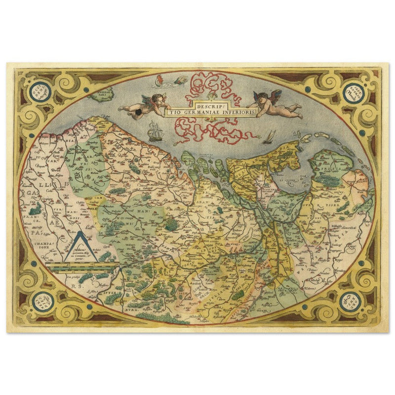 Ancient map of the Low countries ( Belgium, Netherlands and Luxembourg ) by Ortelius.