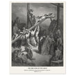 Gustave Dore The Bible engraving print . The Crucifixion  illustration .The erection of the cross.