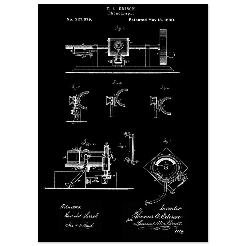 The Phonograph patentby Thomas Alva Edison. Patent 227679