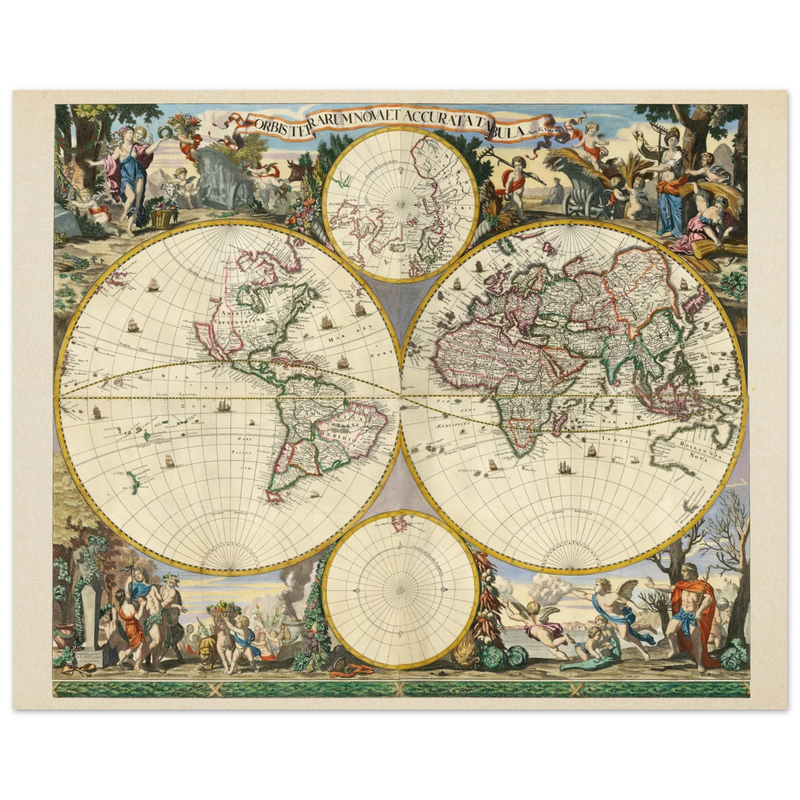 1690 World map - Orbis Terrarum Nova et Accurata Tabula