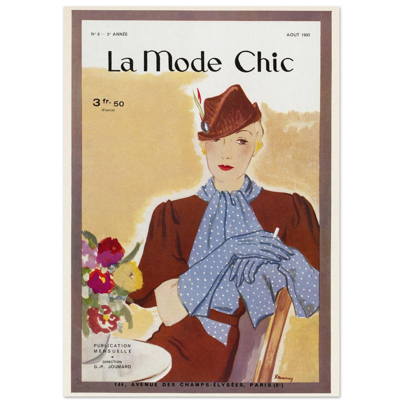 La Mode Chic old vintage fashion magazine cover from the 30s. August 1933.