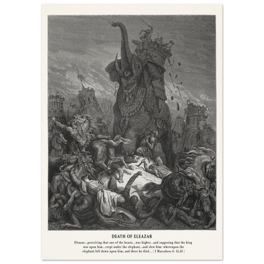 Gustave Dore The Bible engraving print . Death of Eleazar illustration .