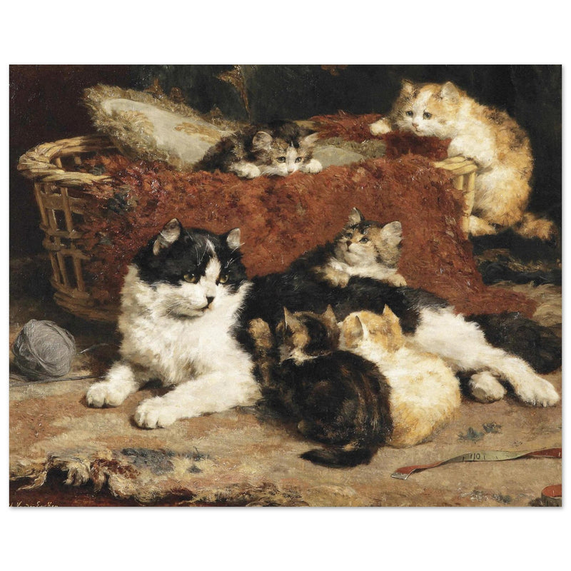 Bonne Mere a cat and her kittens by Charles van der Eycken