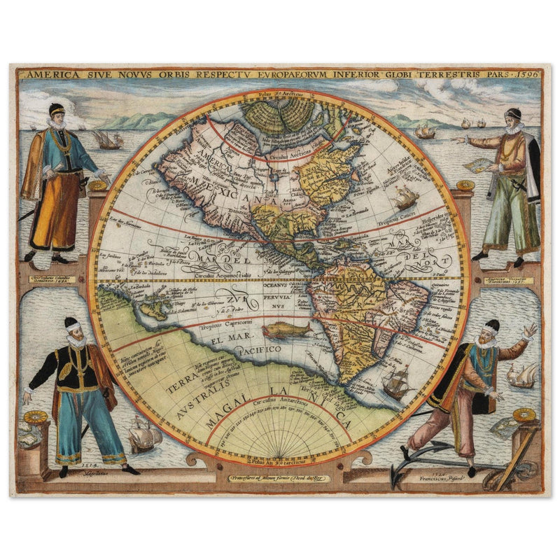 Ancient map of America XVI century by Theodor de Bry.