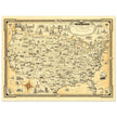 United States of America vintage map by Ernest Dudley Chase celebrating landmarks and national symbols of identity.