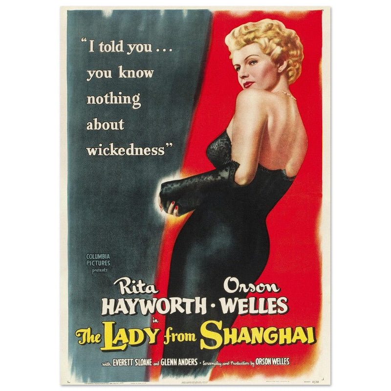 The Lady from Shangai movie poster. Rita Hayworth and Orson Welles.