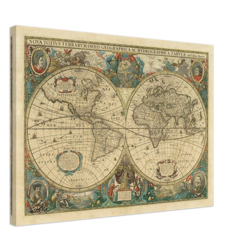 Nova totius terrarum orbis 1630 old world map poster by Hendrik Hondius