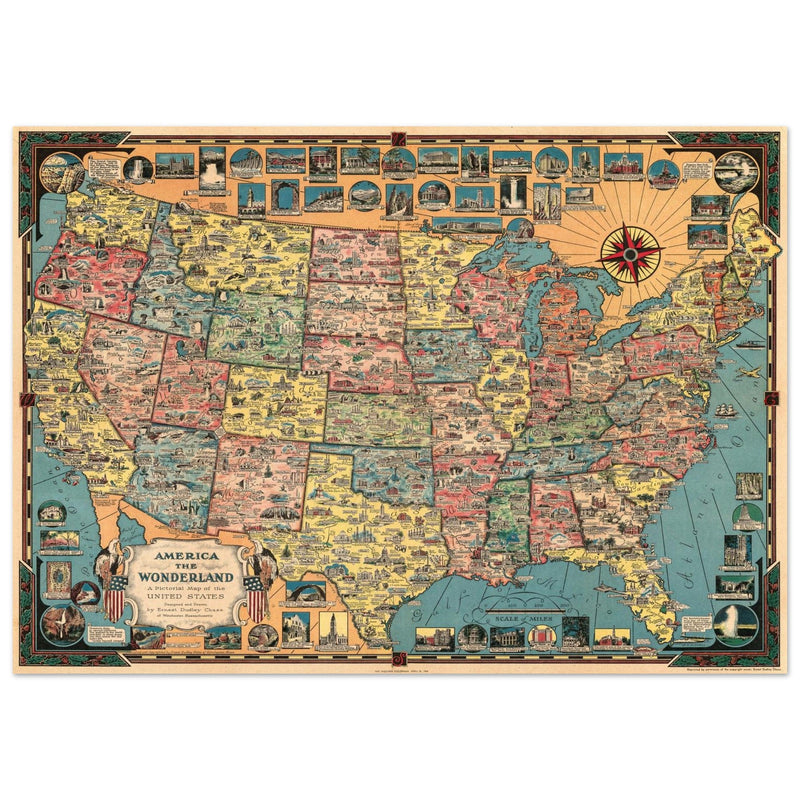 America the Wonderland: A Pictorial Map of the United States by Ernest Dudley Chase.