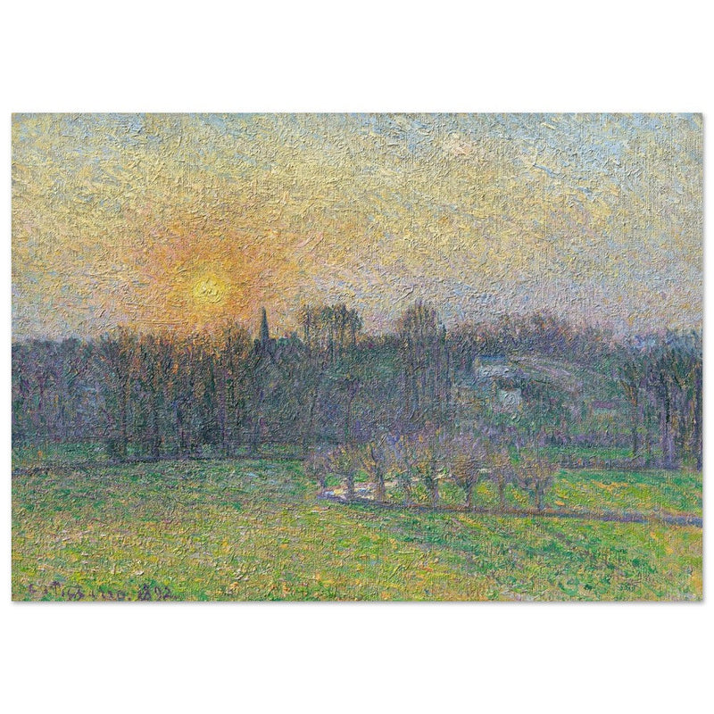 View of Bazincourt Sunset by Camille Pissarro