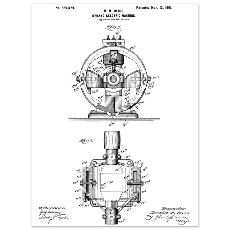 Dynamo electric machine patent by D M Bliss.