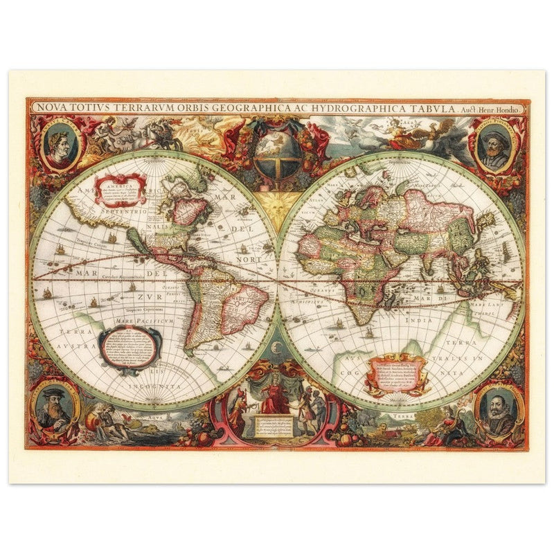 Ancient old world map by Hendrik Hondius