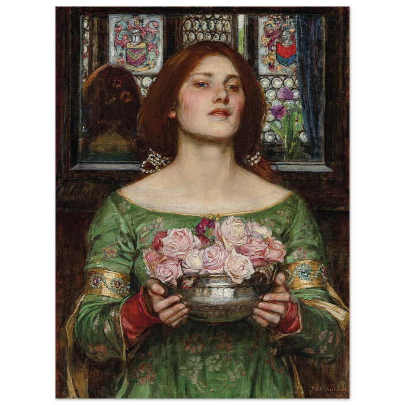 John William Waterhouse painting Gather Ye Rosebuds While Ye May