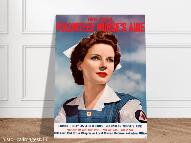 Volunteer nurse's aide vintage II World War poster