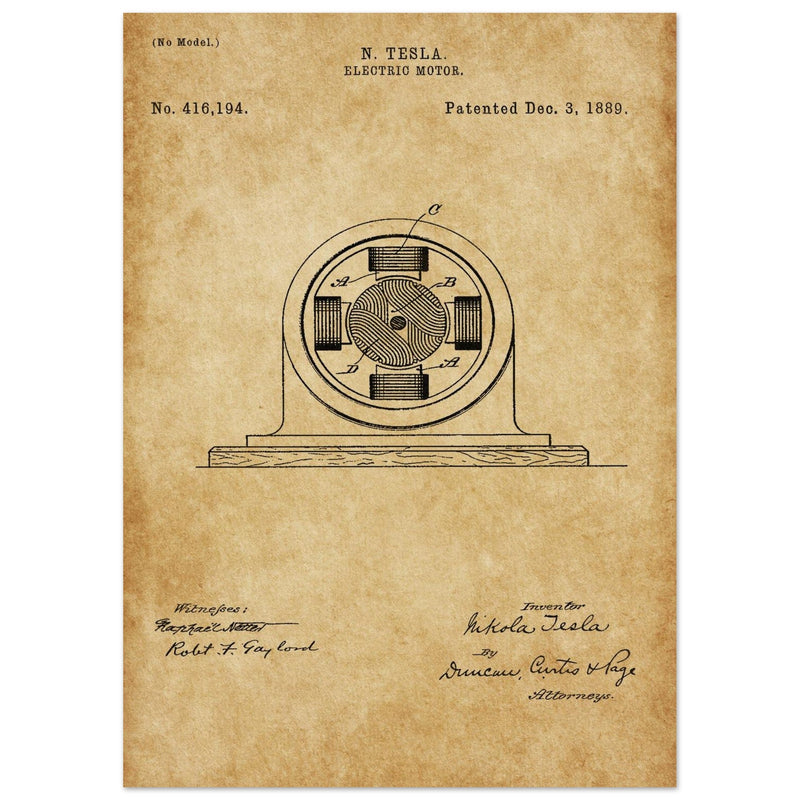 Electric Motor  patent 416194 by Nikola Tesla.
