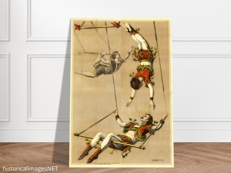 Vintage old circus acrobats poster.