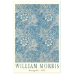 William Morris Marigold art print. Vintage wallpaper reproduction. Blue floral pattern.