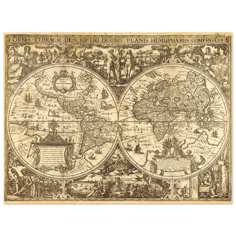 Ancient world map vintage reproduction of the XVII century by Nicolaes Geylekerck