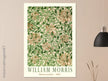 William Morris art print Honeysuckle wallpaper. Vintage flower and leaves poster.