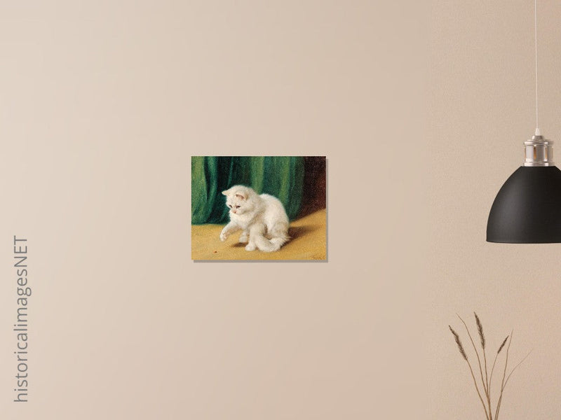 Cat with Ladybird old painting by Arthur Heyer.