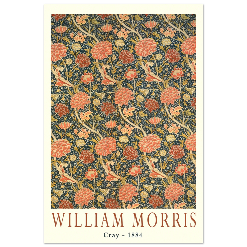 William Morris Cray 1884. Vintage printed cotton  art print.