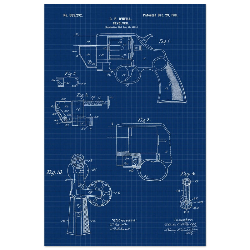 Vintage revolver patent by C P O'Neill.
