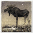 John Bauer vintage illustration print . From the fairy tale Leap the Elk and Little Princess Cottongrass.