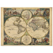 Frederik de Wit 1688 Ancient wold map. Double hemisphere antique old map reproduction. Nova orbis Tabula