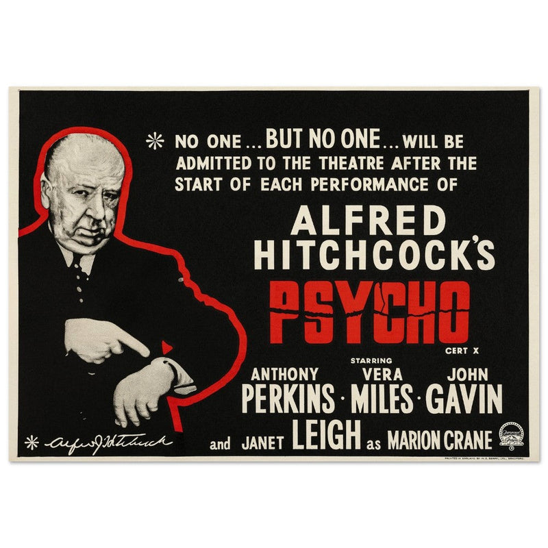 Psycho by Alfred Hitchcok's movie poster.