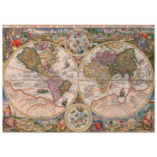 1594 World map Orbis Terrarum Typus de Integro Multis in Locis Emendatus by Petrus Plancius