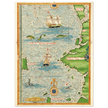 Ancient illustrated beautiful map poster reproduction by Guillaume Le Testu 1555