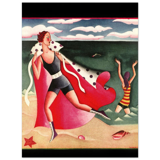 Miguel Covarrubias cover art for a fashion magazine. Women at the beach.