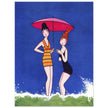 Anne Harriet Fish illustration for a cover magazine. Two women in bathing suit at the beach.