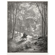Gustave Dore depiction of knight Don Quixote riding in the countryside in one of his adventures.