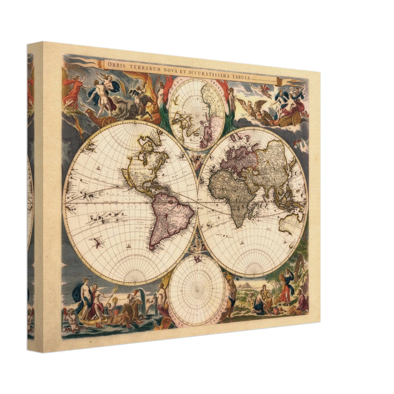 Old world map Orbis Terrarum Nova et Accuratissima Tabula 1658 by  Nicolaes Visscher