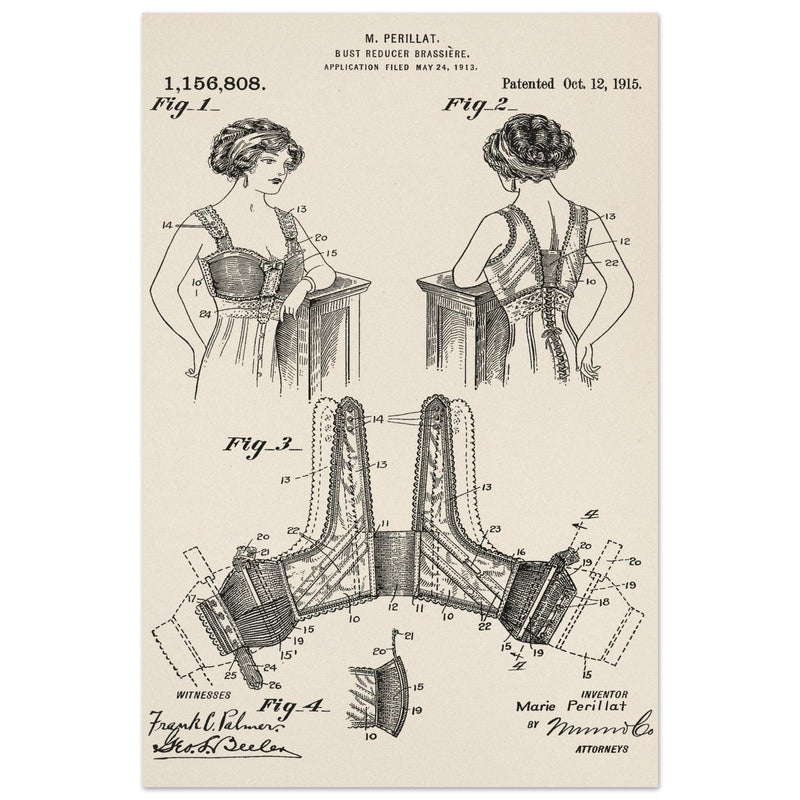 Bust reducer brassiere vintage patent by M Perillat