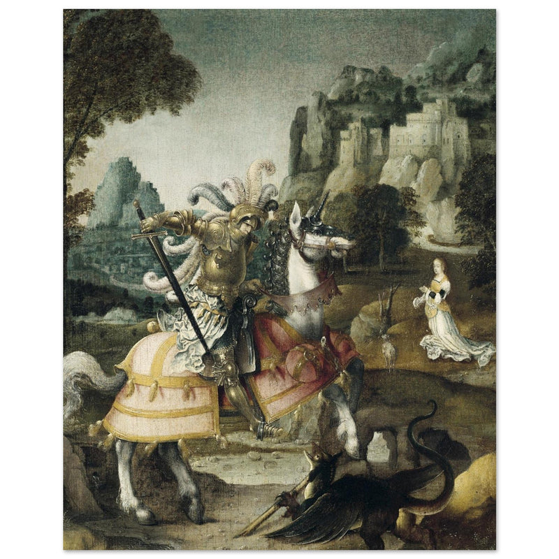 Saint George and the Dragon painting by Antwerp School, XVI Century